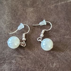 Silver toned faux pearl earrings